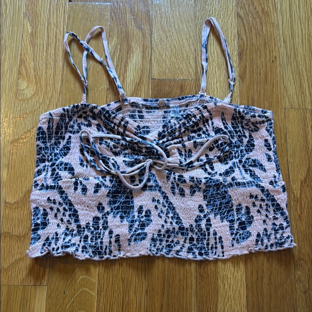 Free People Black and White Smocked Camisole Top (removable straps)